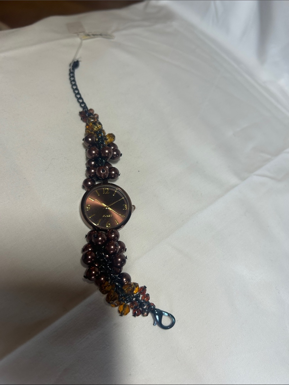 Coldwater Creek Brown Beaded Bracelet Watch